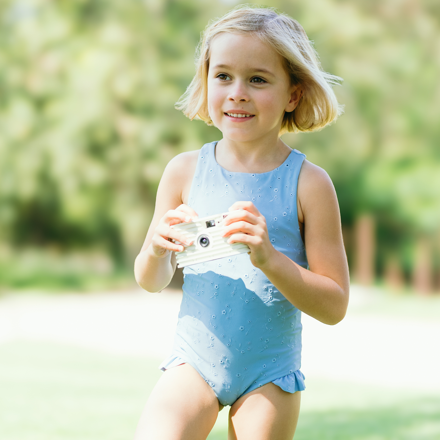 girls dusk blue eyelet ballerina one piece