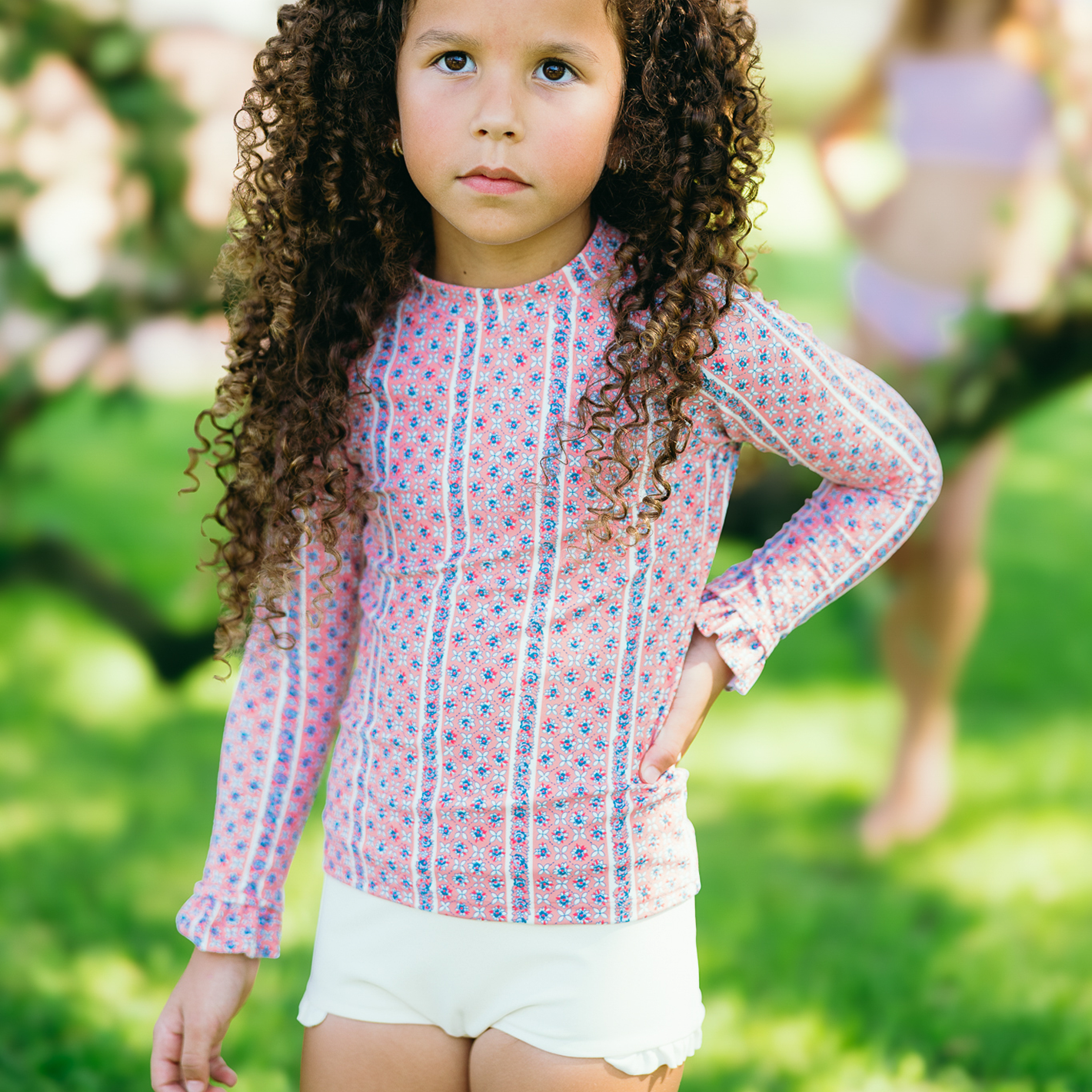 girls rosa vine rashguard set