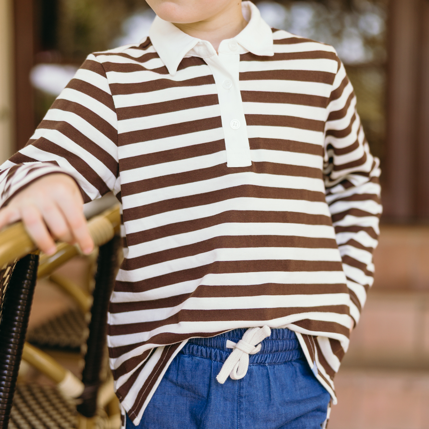 unisex cocoa stripe rugby shirt