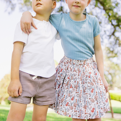 girls dusk blue ruffle pointelle puff sleeve shirt