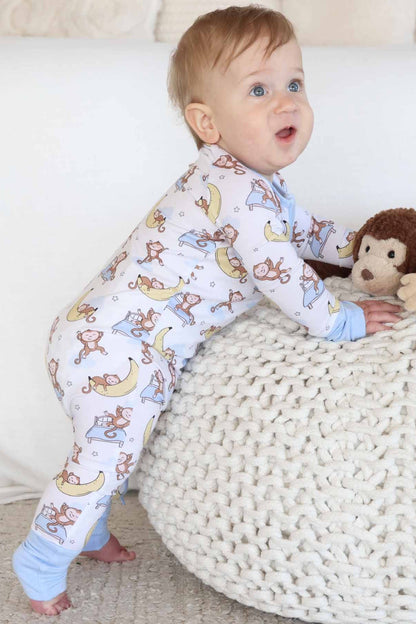 Monkey See, Monkey Snooze Convertible Zip Romper