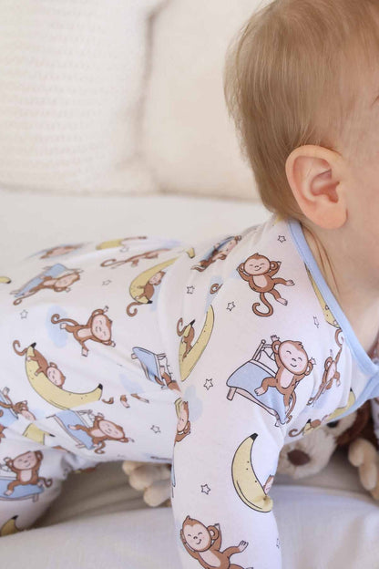 Monkey See, Monkey Snooze Convertible Zip Romper