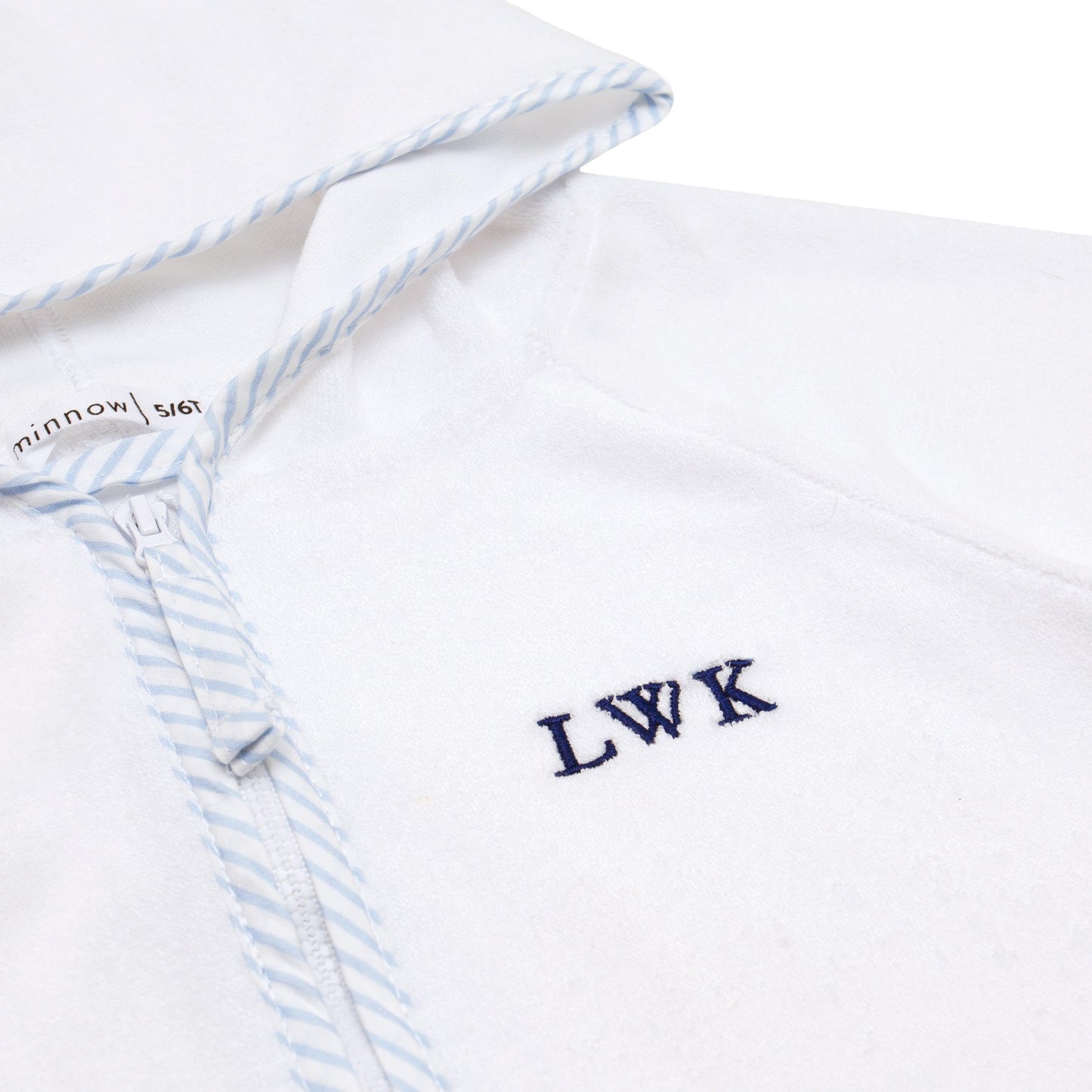 unisex white french terry zipper coverup