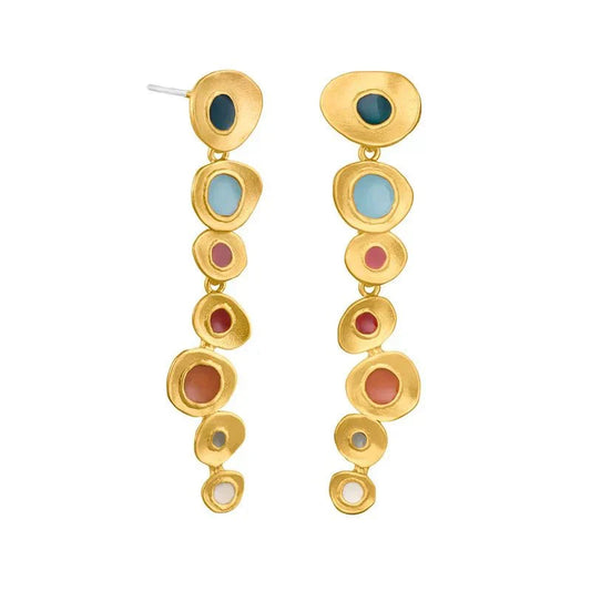 Multicolor Cold Enamel Copper Earrings