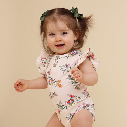 Native Bird Short Sleeve Organic Bodysuit with Frill