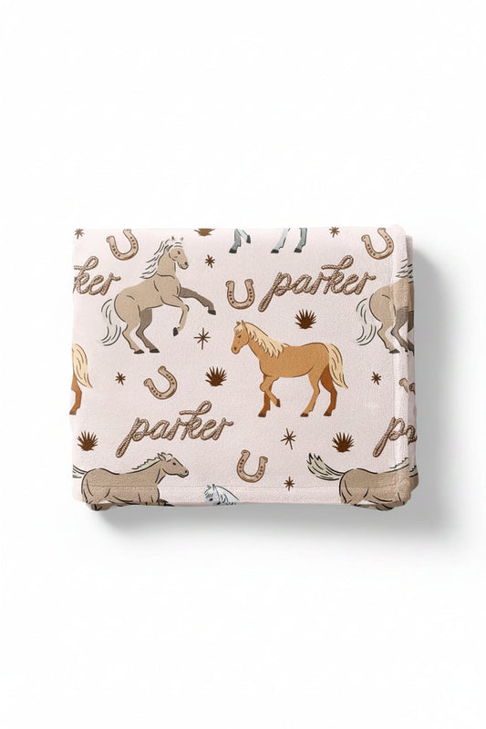 P's Ponies Personalized Kids Blanket