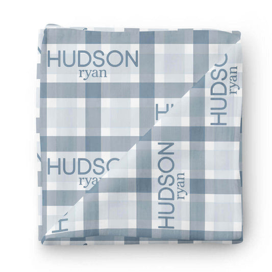 Paxton's Plaid Personalized Baby Name Swaddle Blanket