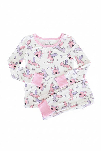 Dragon Adventure Two Piece Pajama Set | Pink