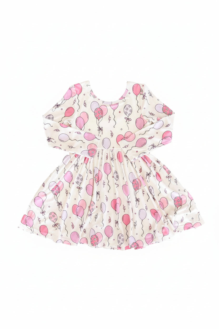 Long Sleeve Twirl Dress | Party Time Pink