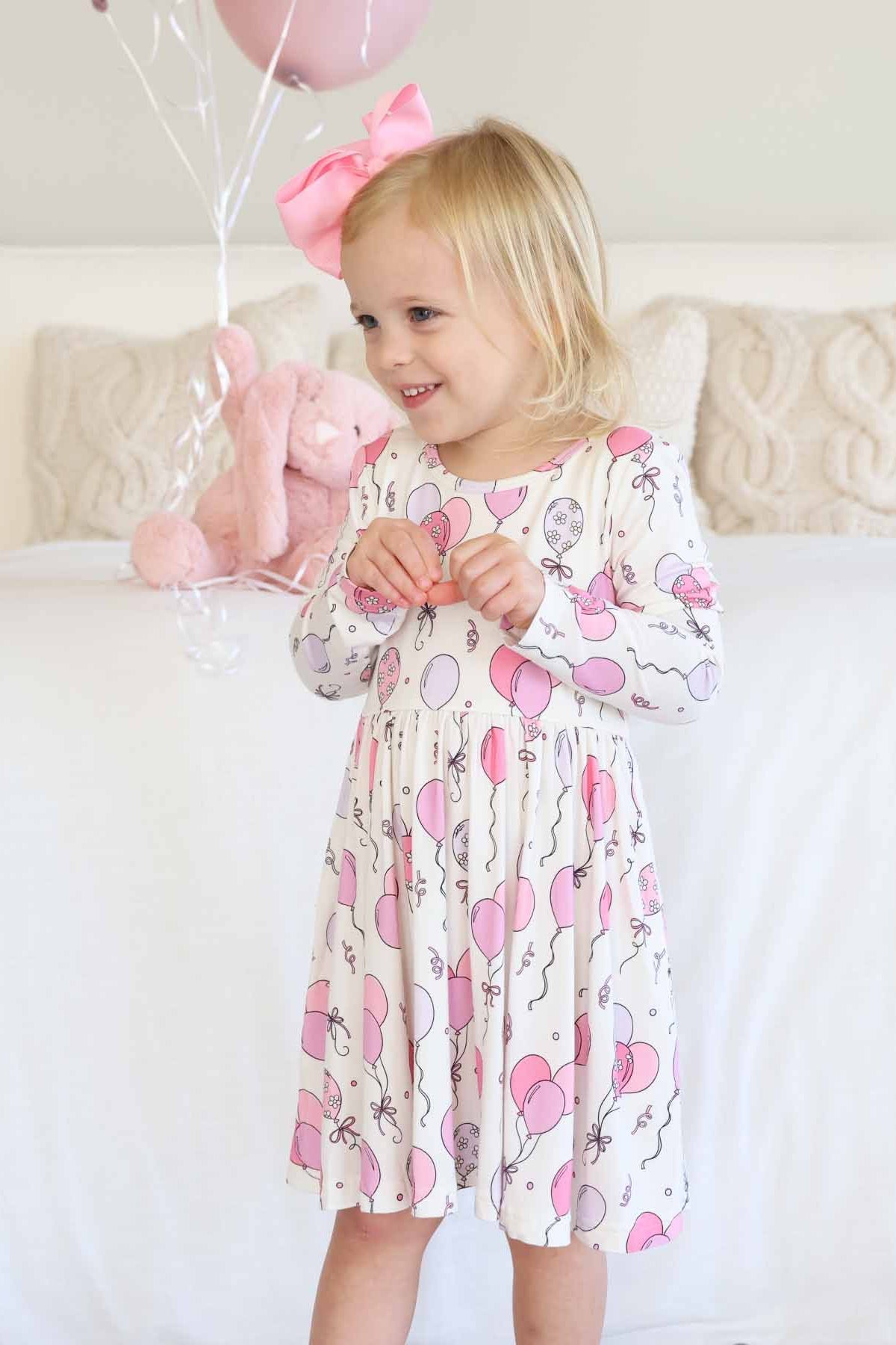 Long Sleeve Twirl Dress | Party Time Pink