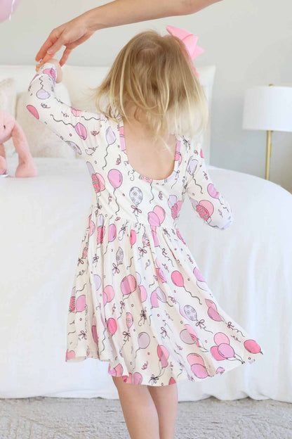Long Sleeve Twirl Dress | Party Time Pink