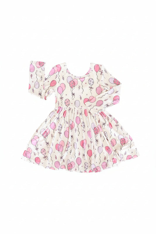 Long Sleeve Twirl Dress | Party Time Pink