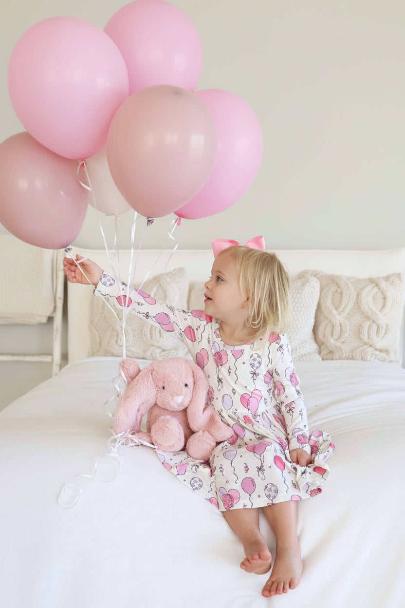 Long Sleeve Twirl Dress | Party Time Pink