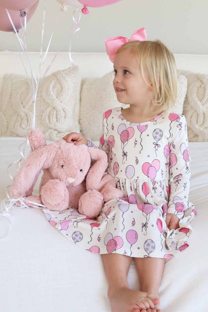 Long Sleeve Twirl Dress | Party Time Pink