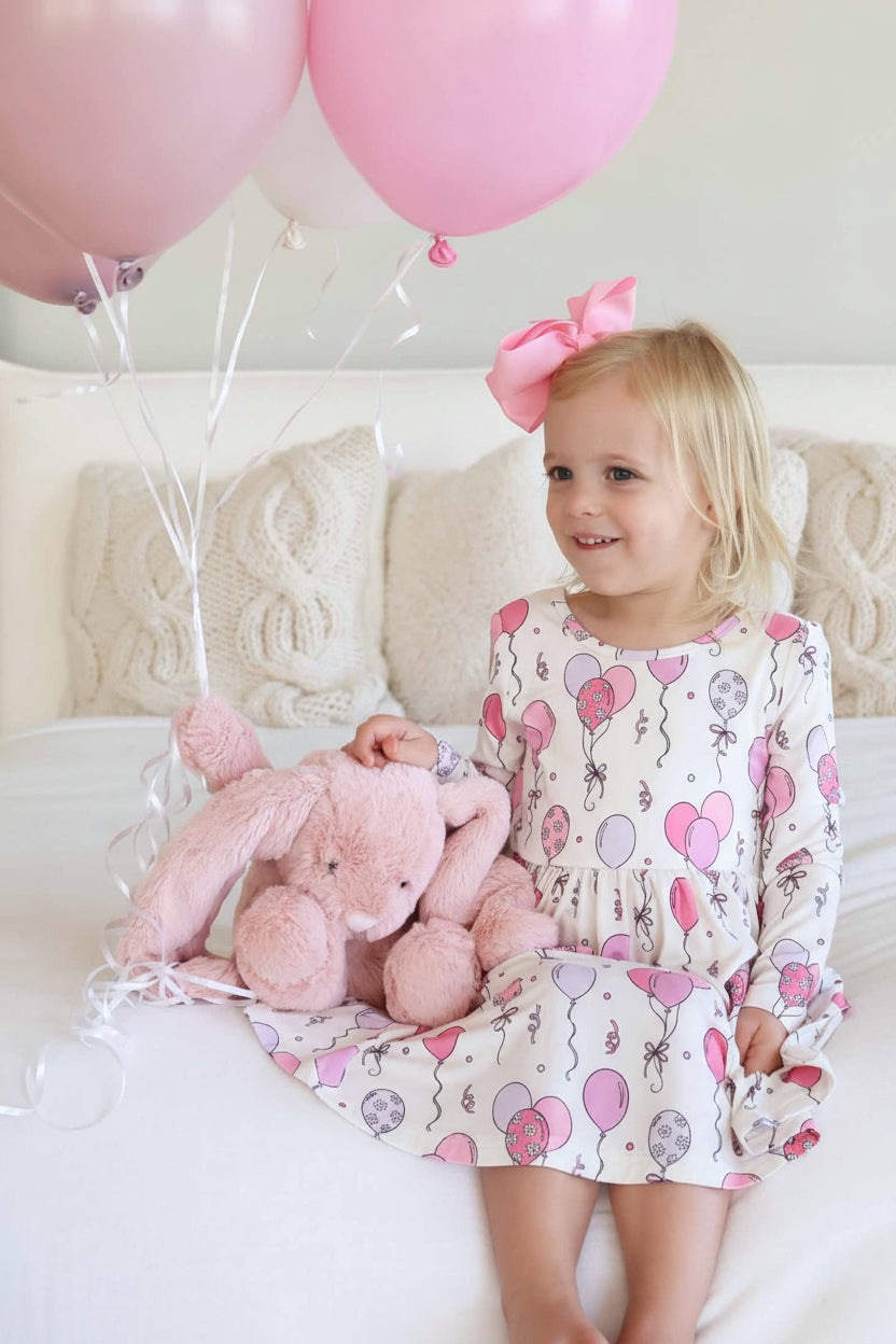 Long Sleeve Twirl Dress | Party Time Pink