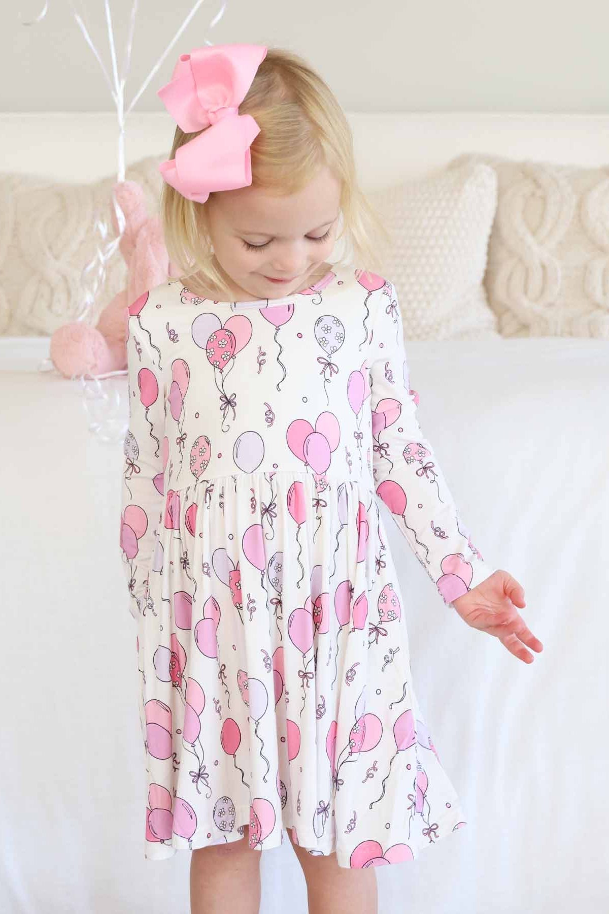 Long Sleeve Twirl Dress | Party Time Pink
