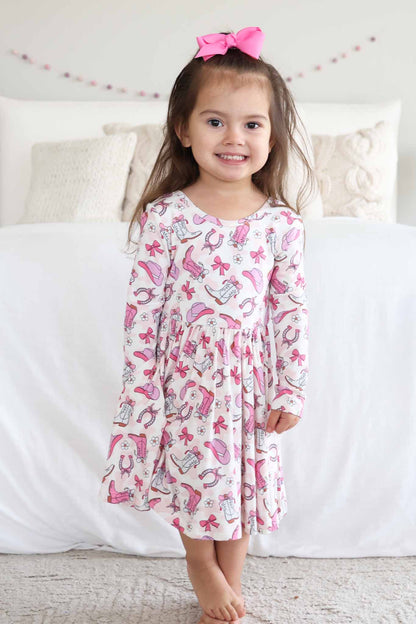 Long Sleeve Twirl Dress | Rodeo Dreams Pink