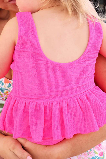 Crinkle One-Piece with Skirt | Neon Pink