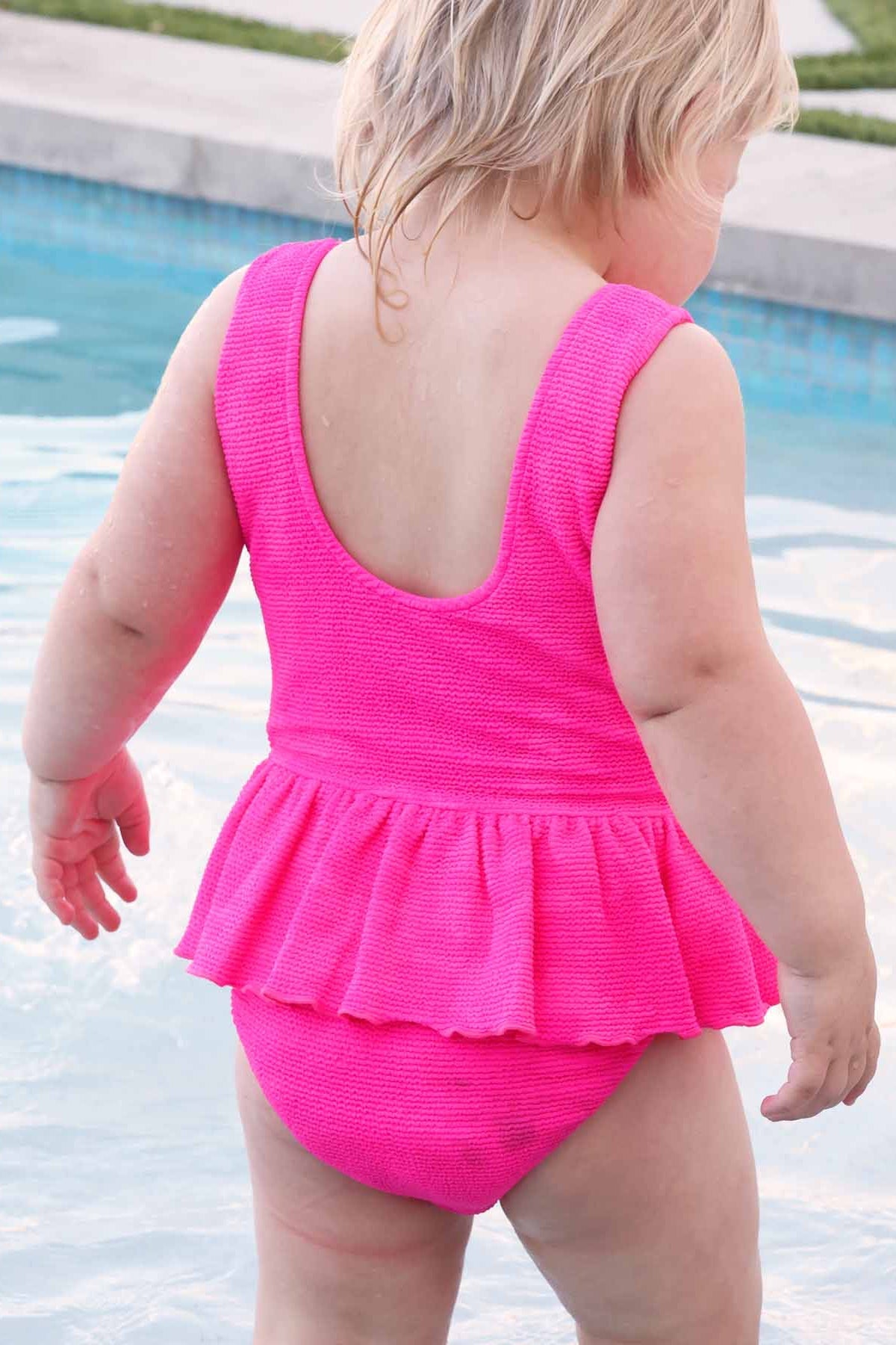 Crinkle One-Piece with Skirt | Neon Pink