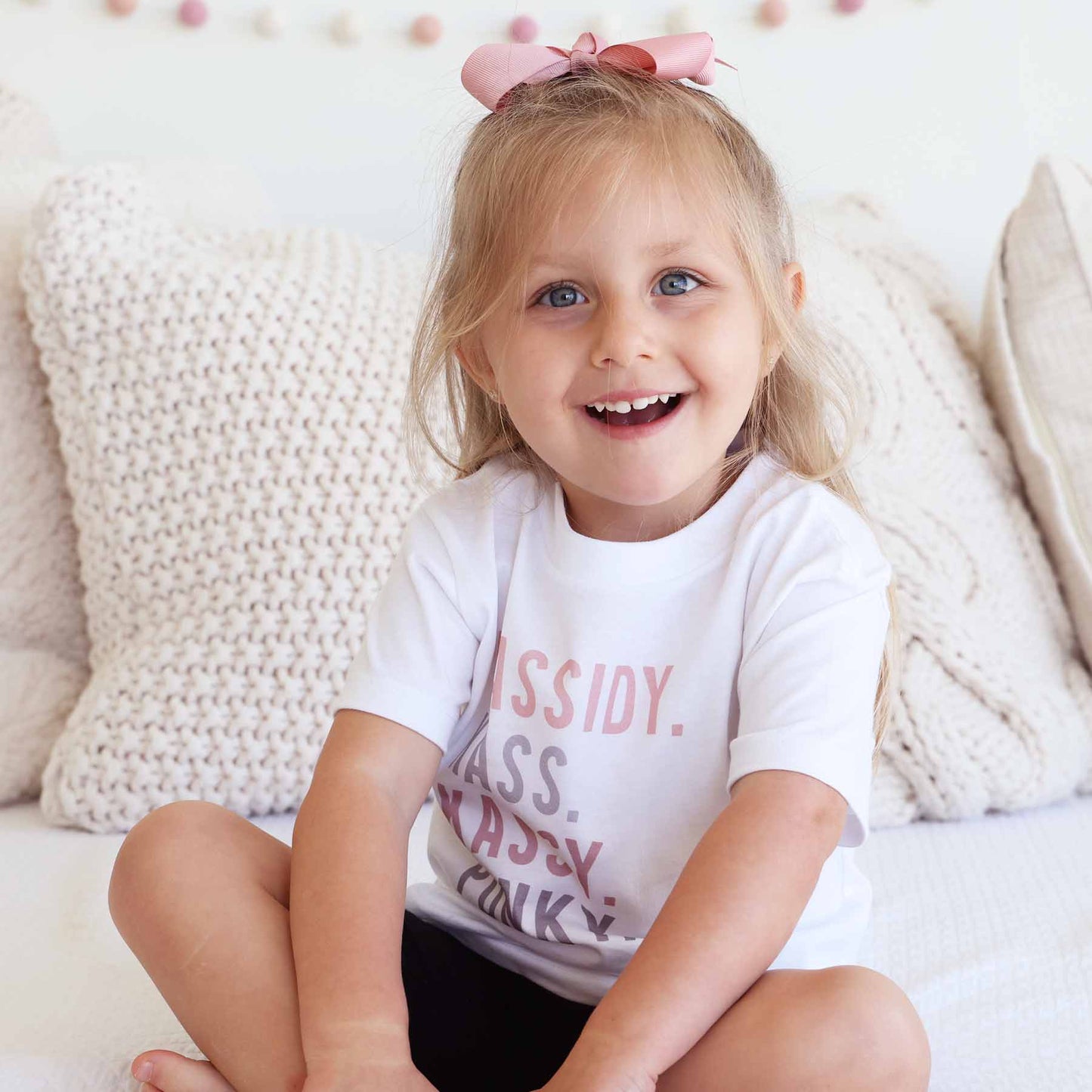 Personalized Purple Nickname Color Block Kids Graphic Tee | White