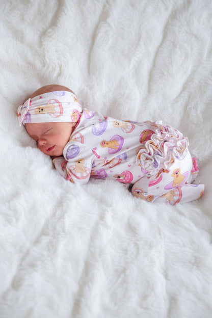 Knit Large Bow Headwrap | Poolside Pups Pink