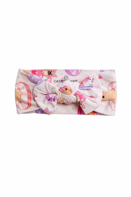 Knit Large Bow Headwrap | Poolside Pups Pink