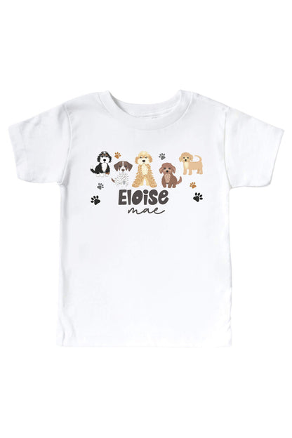 Personalized Puppy Pals Kids Graphic Tee | White