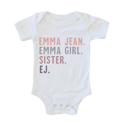 Personalized Purple Nickname Graphic Bodysuit | White