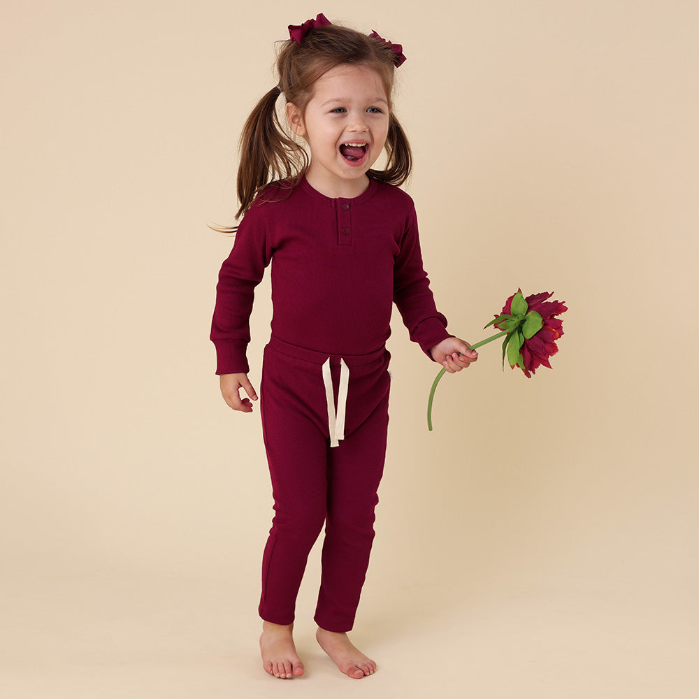 Raspberry Long Sleeve Organic Bodysuit