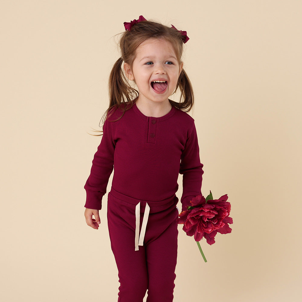 Raspberry Long Sleeve Organic Bodysuit