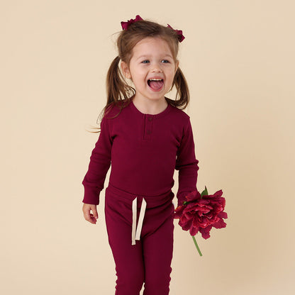 Raspberry Long Sleeve Organic Bodysuit