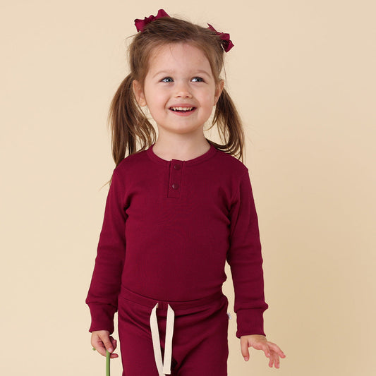 Raspberry Long Sleeve Organic Bodysuit