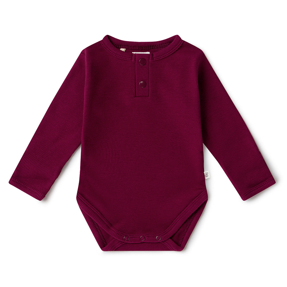 Raspberry Long Sleeve Organic Bodysuit
