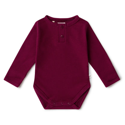 Raspberry Long Sleeve Organic Bodysuit