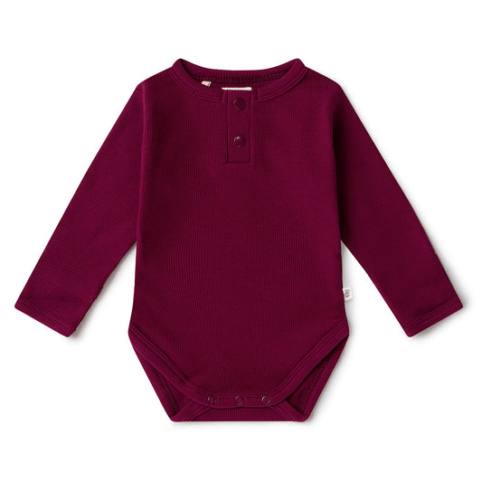 Raspberry Long Sleeve Organic Bodysuit