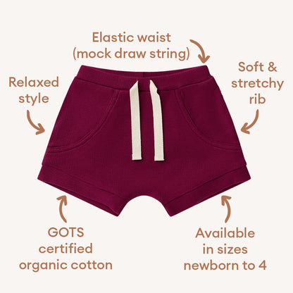 Raspberry Organic Shorts