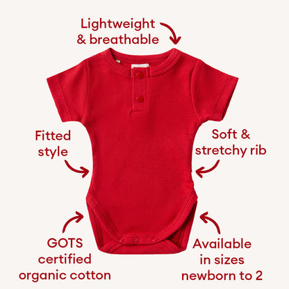 Red Short Sleeve Organic Bodysuit
