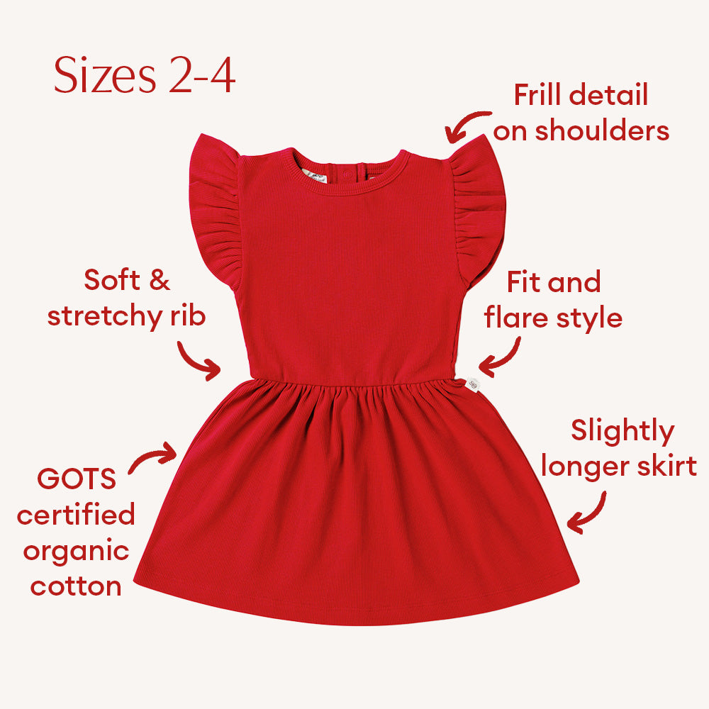 Red Short Sleeve Organic Dress