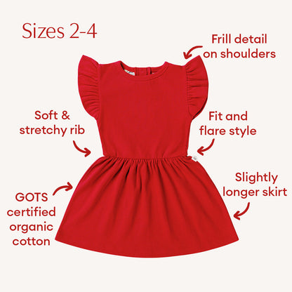 Red Short Sleeve Organic Dress