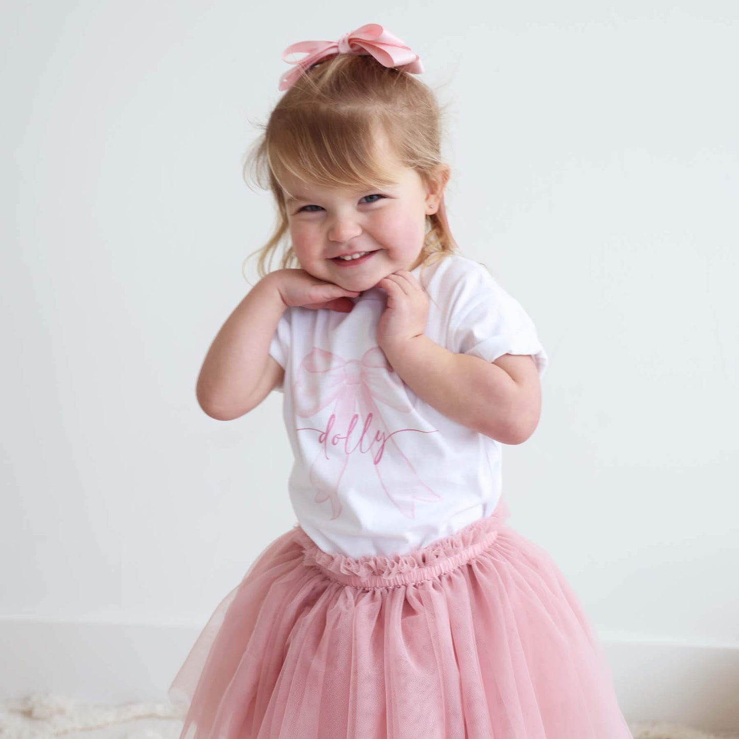 Personalized Bow Kids Graphic Tee | White