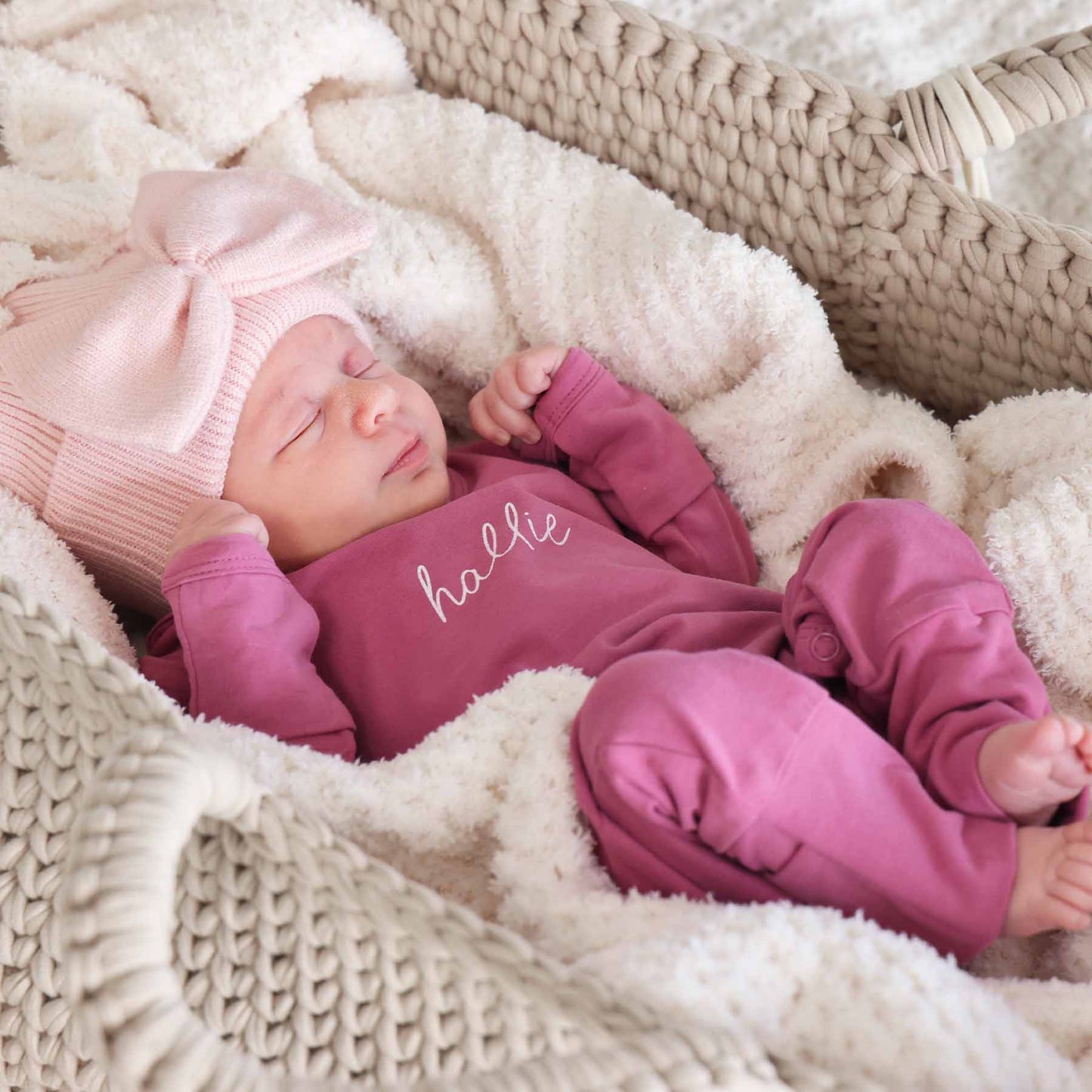 Personalized Full Length Snap Romper | Dark Rose
