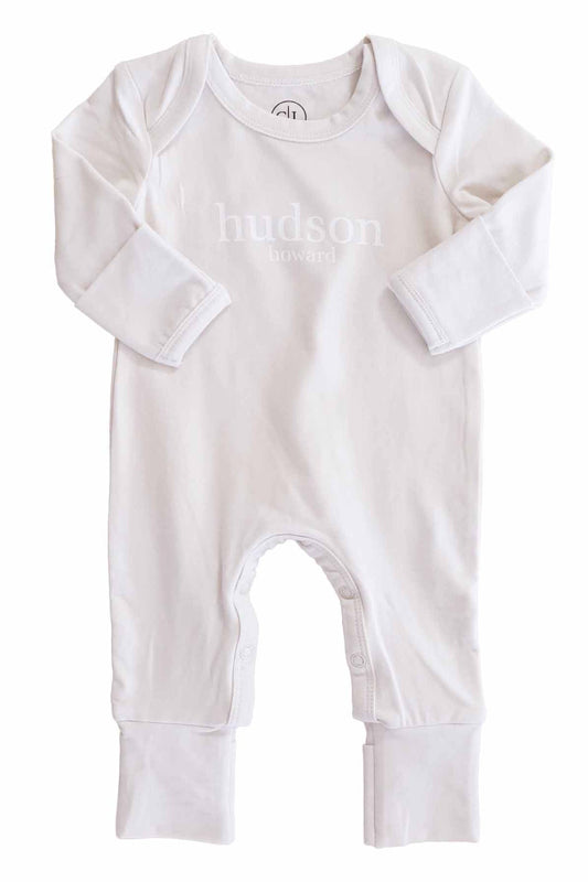 Personalized Full Length Snap Romper | Light Sand