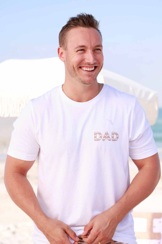 Sandy Stripes Dad Graphic Tee | White