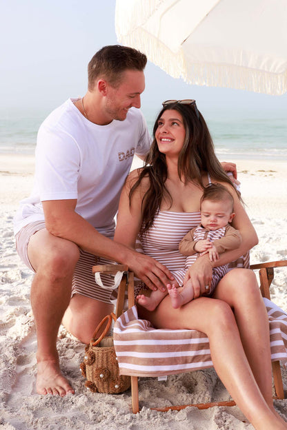 Sandy Stripes Dad Graphic Tee | White