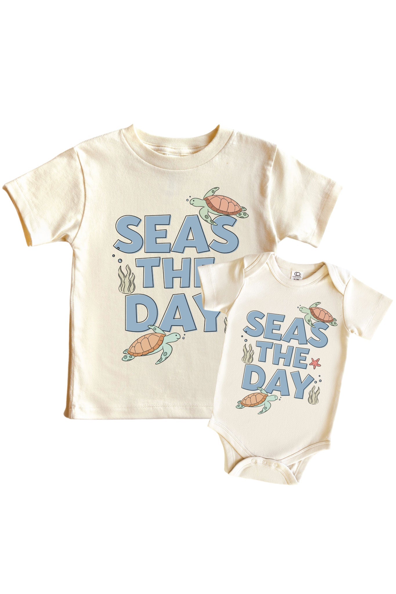 Seas The Day Graphic Bodysuit & Kids Tee | Natural