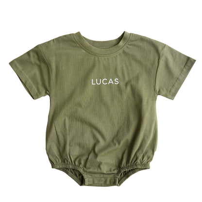 Personalized Short Sleeve Bubble Romper | Earthy Neutrals