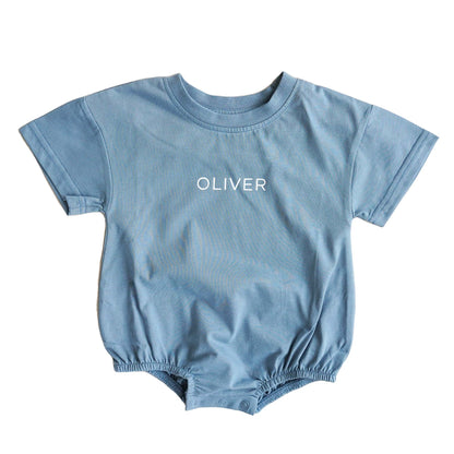 Personalized Short Sleeve Bubble Romper | Earthy Neutrals
