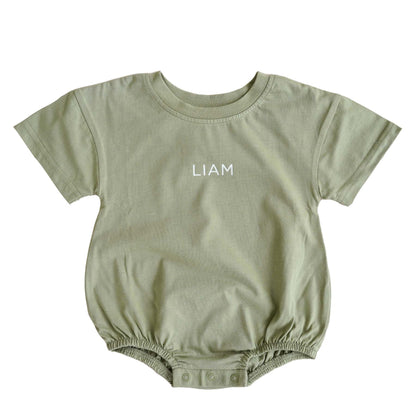 Personalized Short Sleeve Bubble Romper | Earthy Neutrals