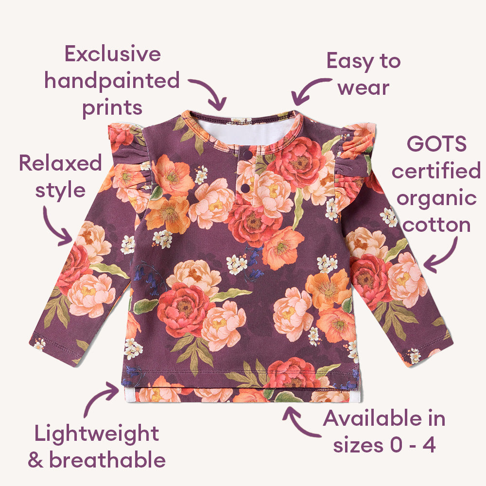 Sienna Organic Long Sleeve Top with Frill