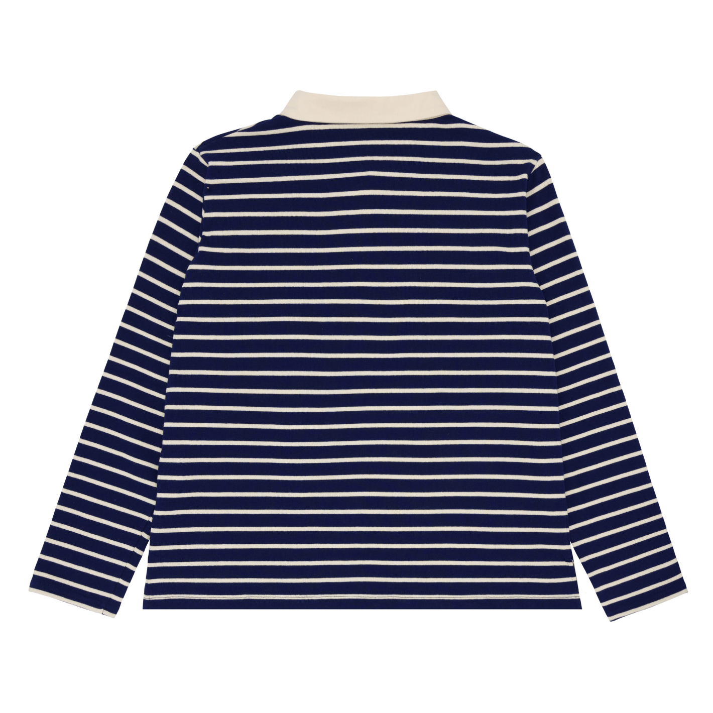 women's navy and cream stripe rugby shirt
